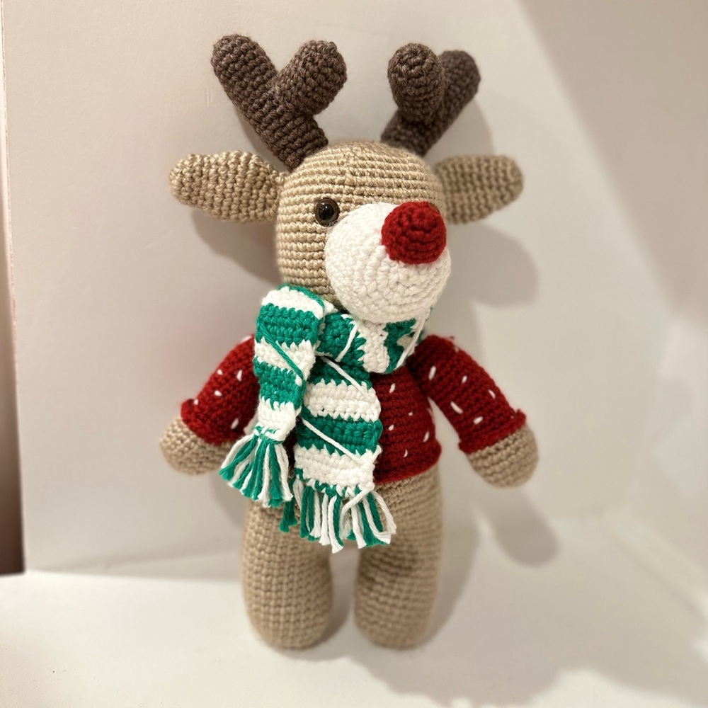 AMIGURUMI Handmade RUDOLPH REINDEER Tan/Brown - Picture 6 of 9